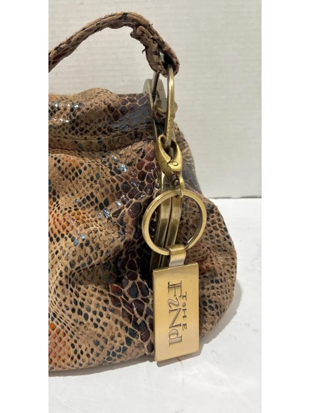 The Find purse womens Bronze Snake Print Top Handle Satchel Handbag